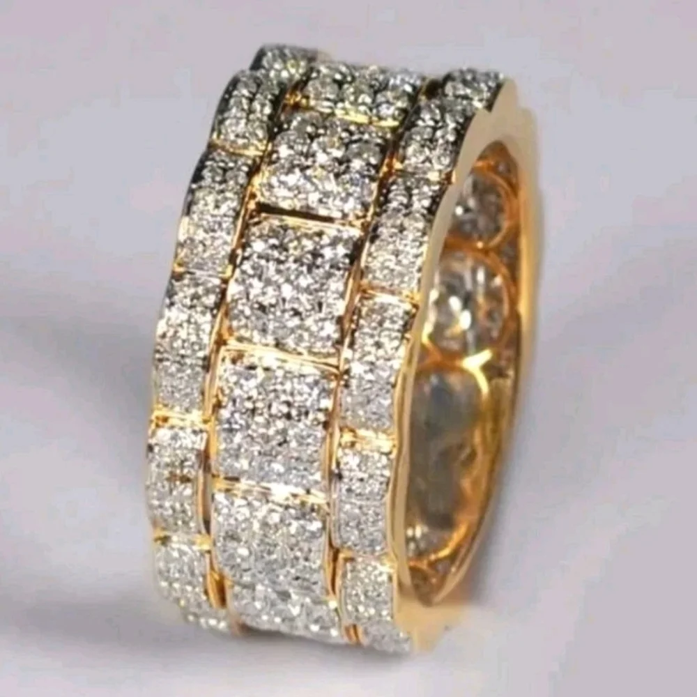 Exquisite Luxurious Micro Pave Cubic Zirconia Hip Hop Blinged Out Ring For Men